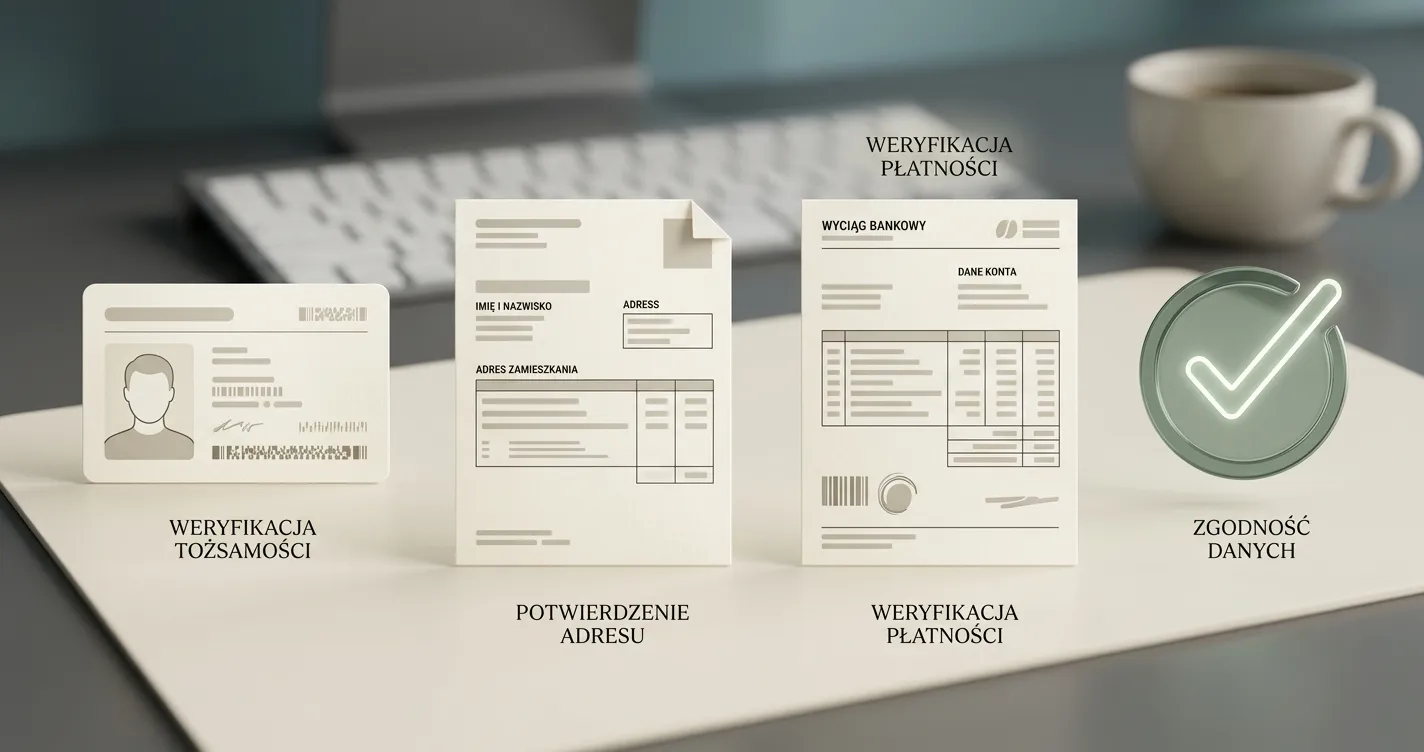 Neutralna ilustracja przygotowania dokumentów do KYC bez danych osobowych